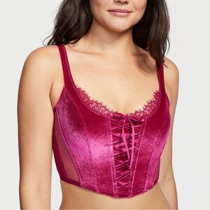 Victoria's Secret Fuchsia Velvet Lace Corset